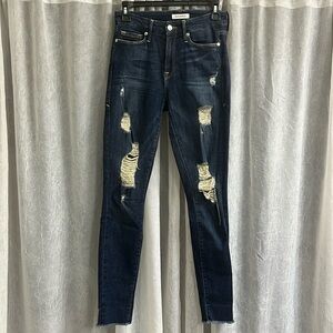 Good American (Good legs line), dark ripped jeans, tons of stretch - Size 0/25